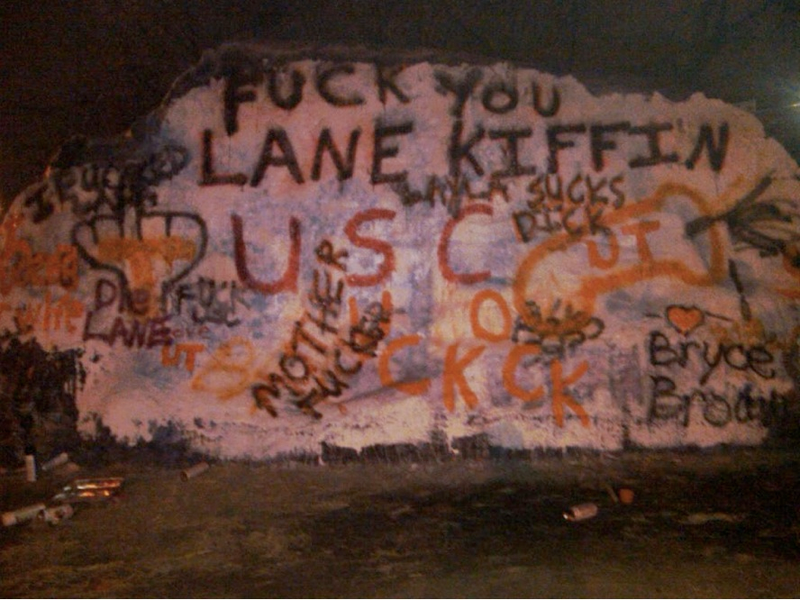 Illustration for article titled UT FANS NOW ATTACKING DEFENSELESS ROCK (BURNING MATTRESS UPDATE)